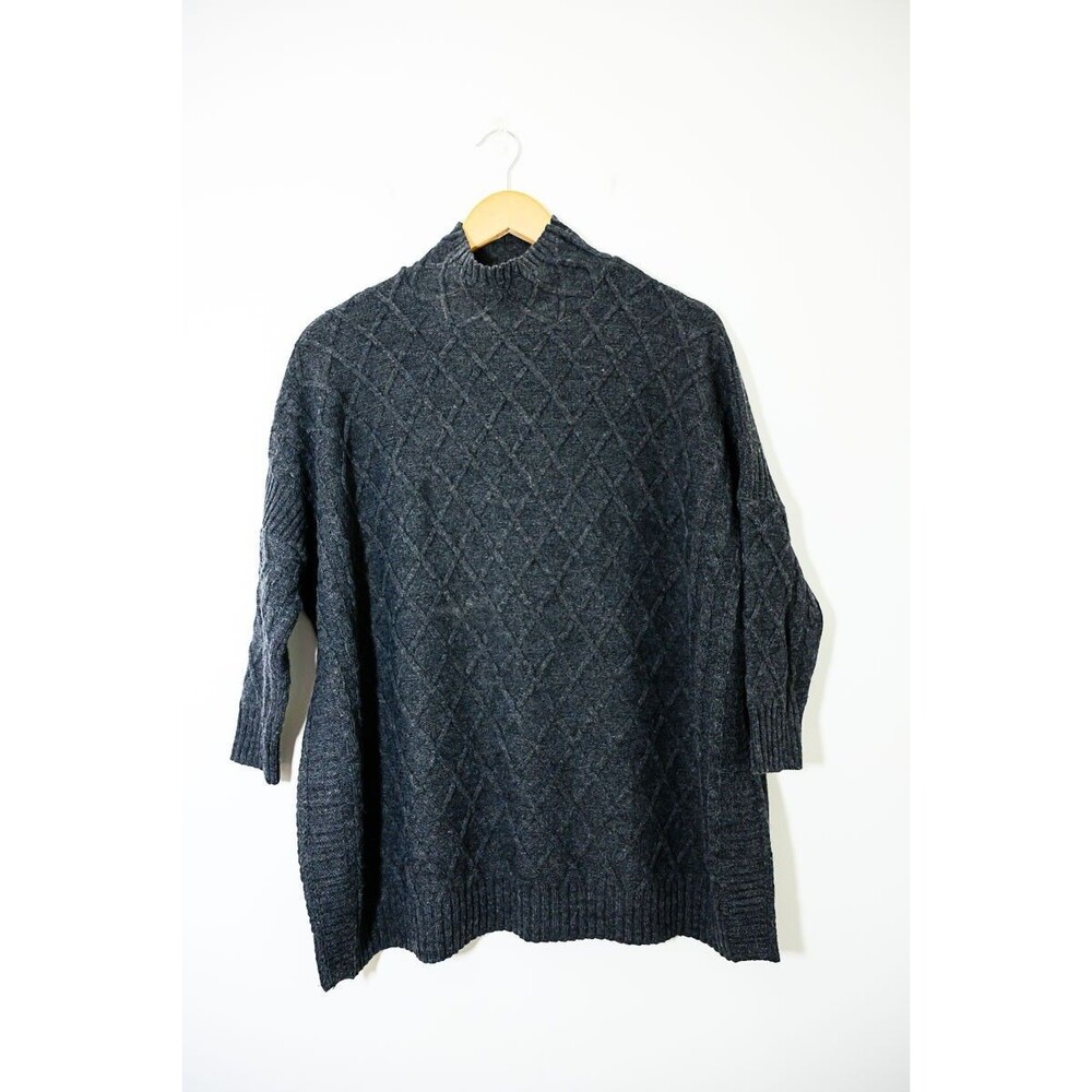 Mersea Sweater OS Gray pullover mockneck side slit
